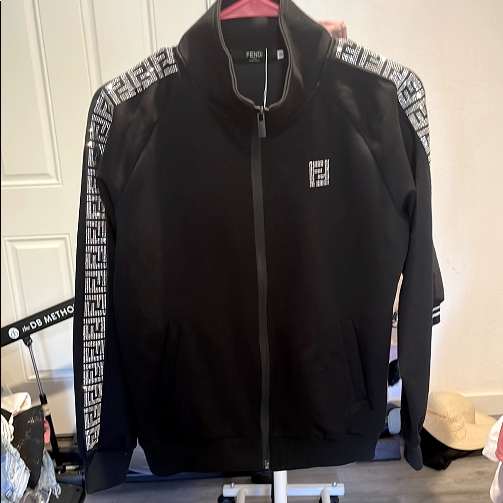Black Jacket and jogger tracksuit  with Logo Detailing